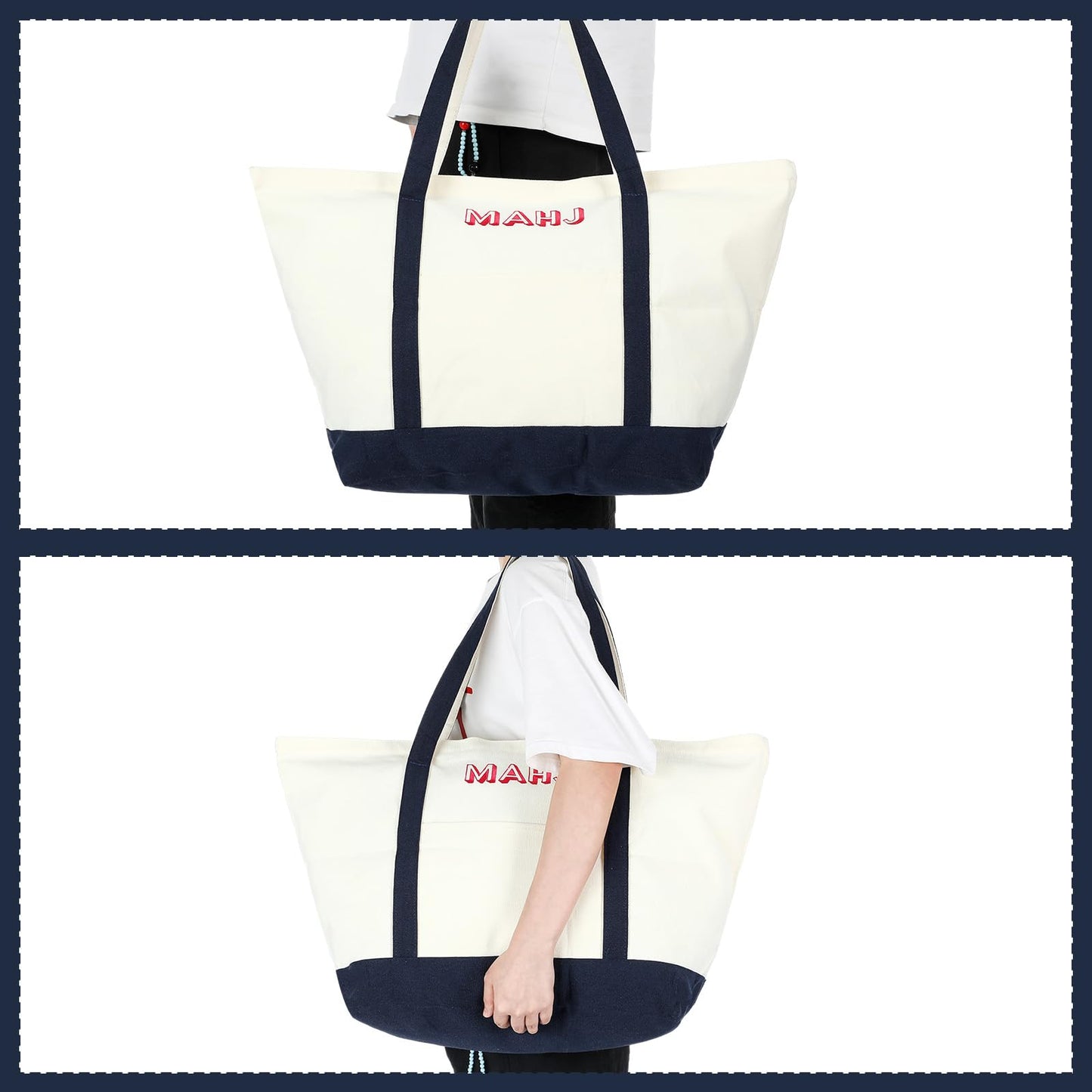 Sunnymove 3-Piece Empty Mahjong Canvas Bag Set – Navy Blue