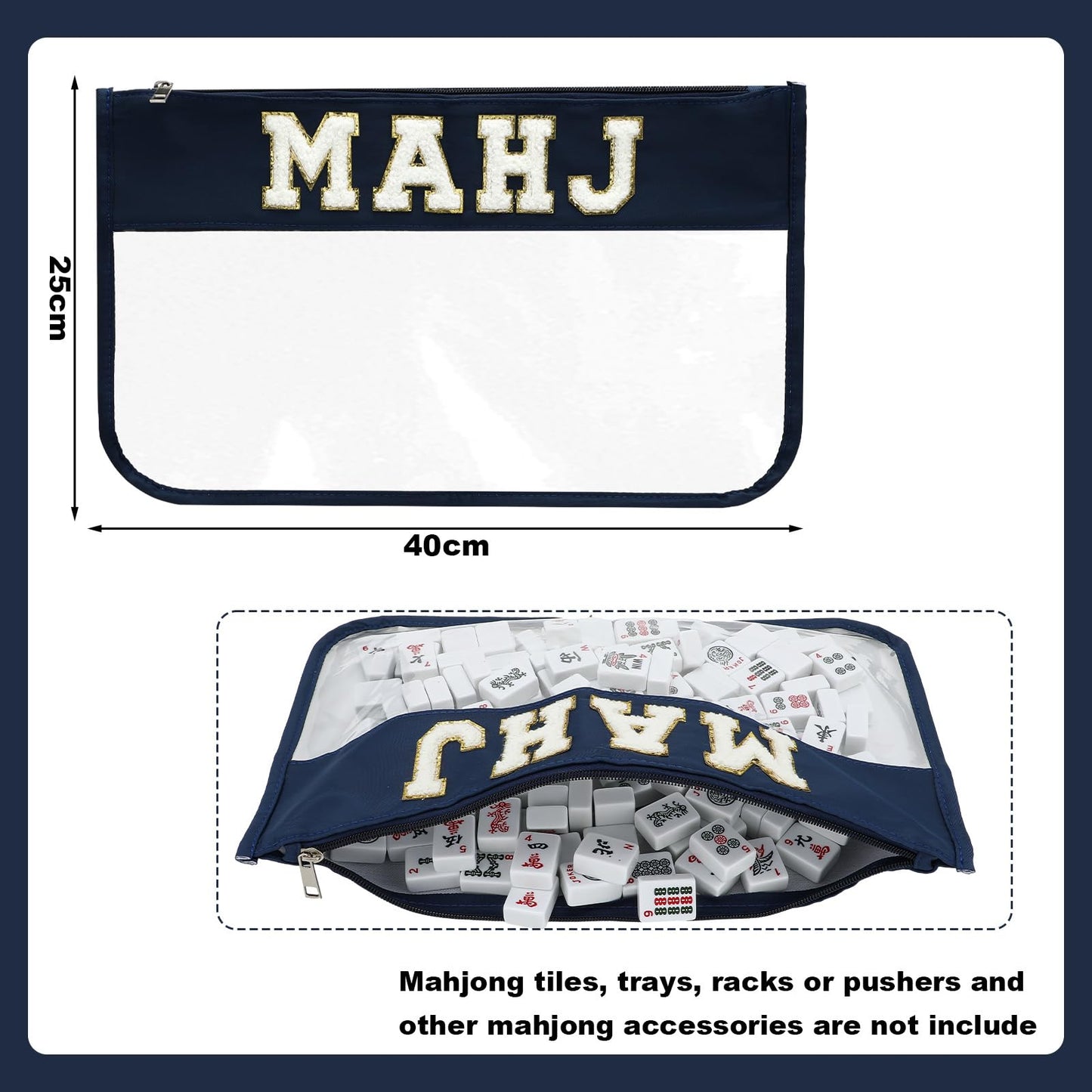 Sunnymove 3-Piece Empty Mahjong Canvas Bag Set – Navy Blue