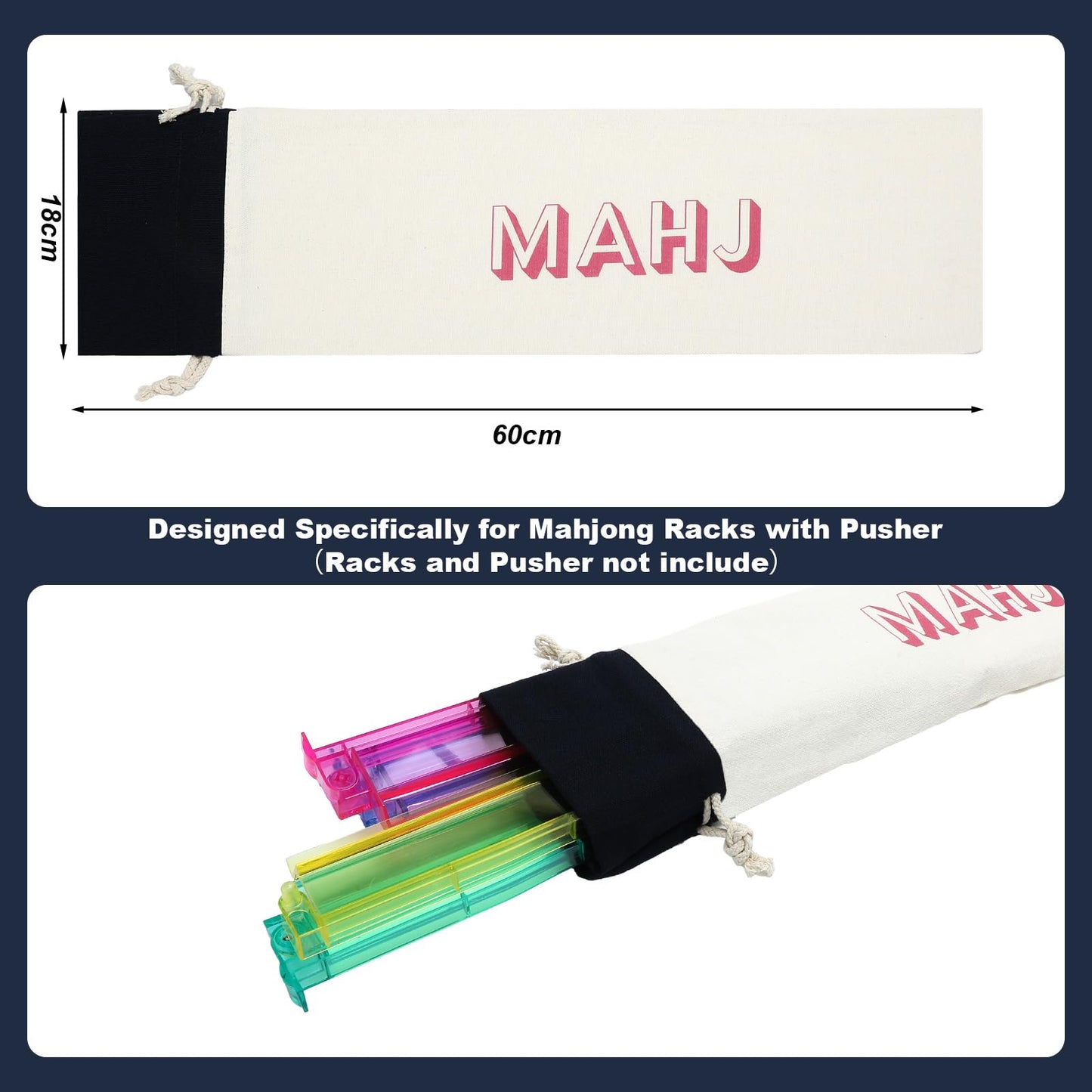 Sunnymove 3-Piece Empty Mahjong Canvas Bag Set – Navy Blue