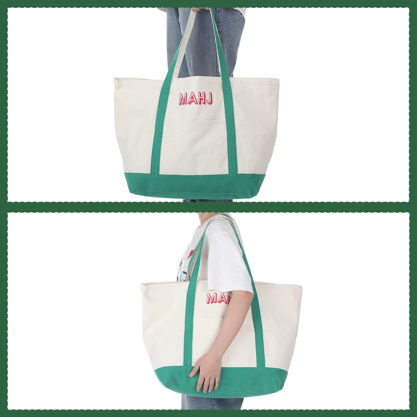 Sunnymove 3-Piece Empty Mahjong Canvas Bag Set – Green, Includes Tiles, Racks & Drawstrings