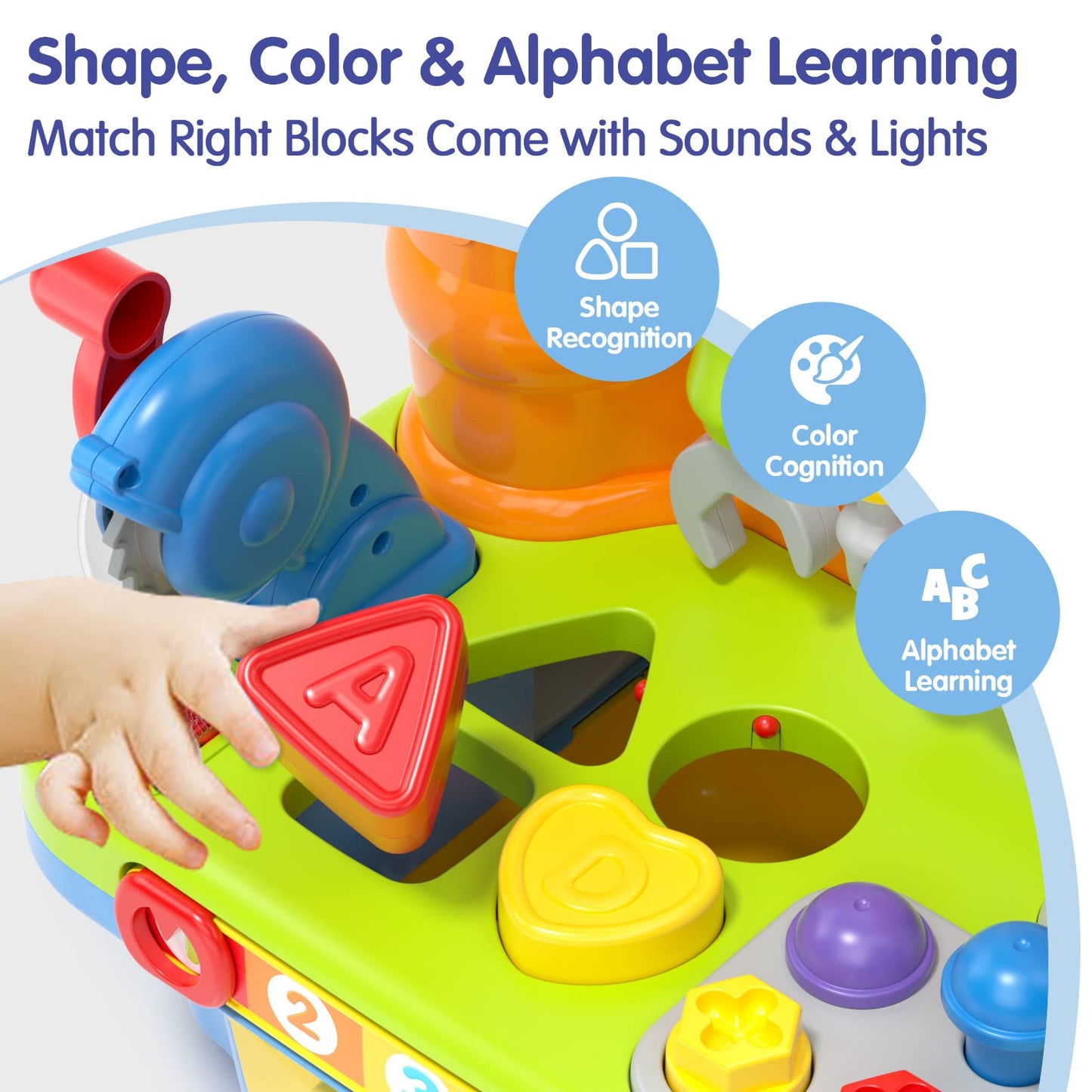 SunnyPal 9-in-1 Music Workbench Toy for Toddlers 1-3 – Fine Motor Skills, Shapes & Pretend Play