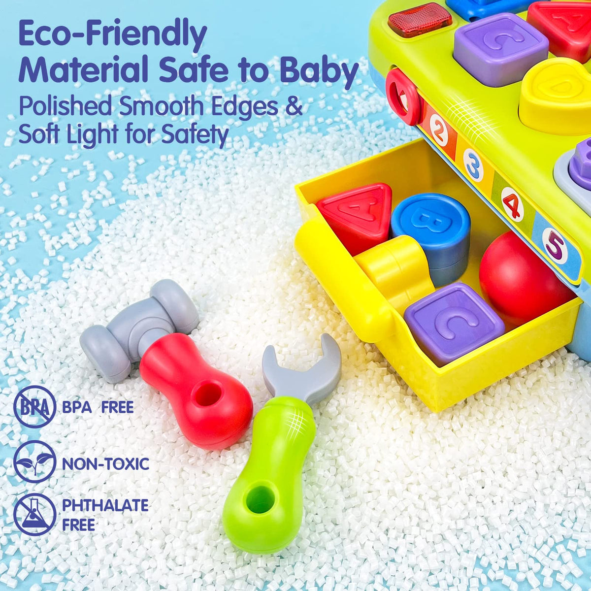 SunnyPal 9-in-1 Music Workbench Toy for Toddlers 1-3 – Fine Motor Skills, Shapes & Pretend Play