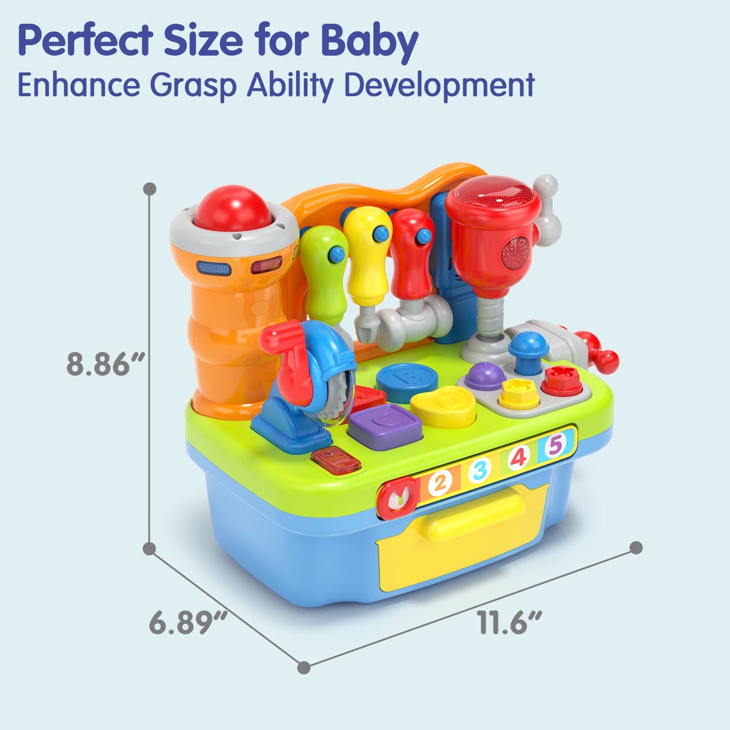 SunnyPal 9-in-1 Music Workbench Toy for Toddlers 1-3 – Fine Motor Skills, Shapes & Pretend Play