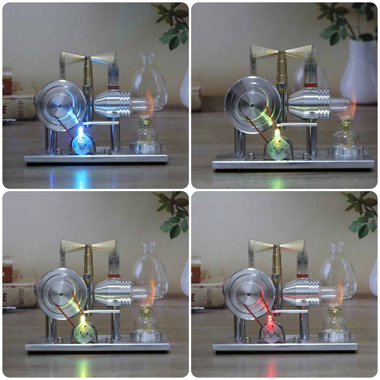 Sunnytech Hot Air Stirling Engine Model SC02M – Educational LED Demo Toy for Science & Classrooms