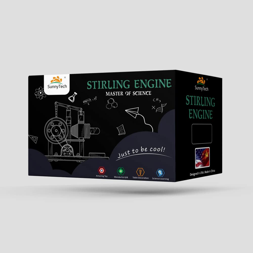 Sunnytech Hot Air Stirling Engine Model SC02M – Educational LED Demo Toy for Science & Classrooms