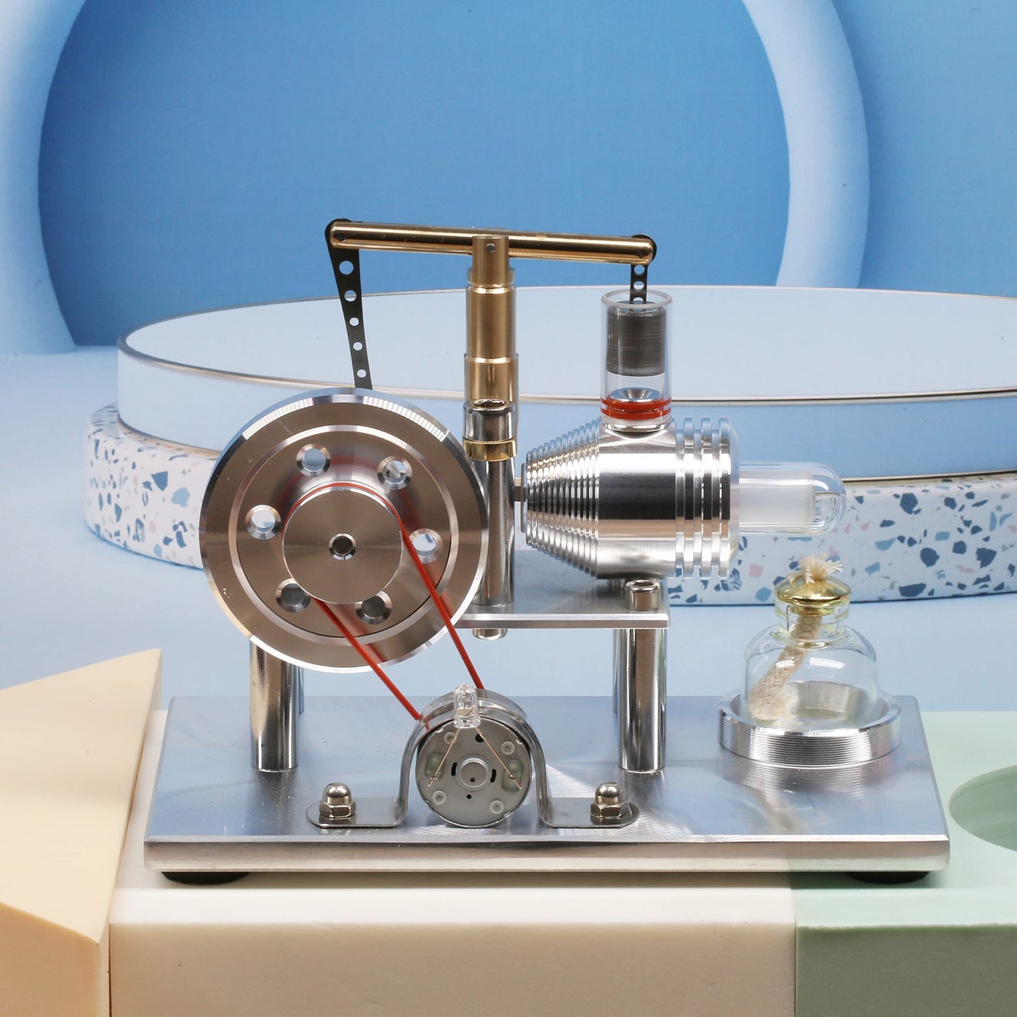 Sunnytech Hot Air Stirling Engine Model SC02M – Educational LED Demo Toy for Science & Classrooms