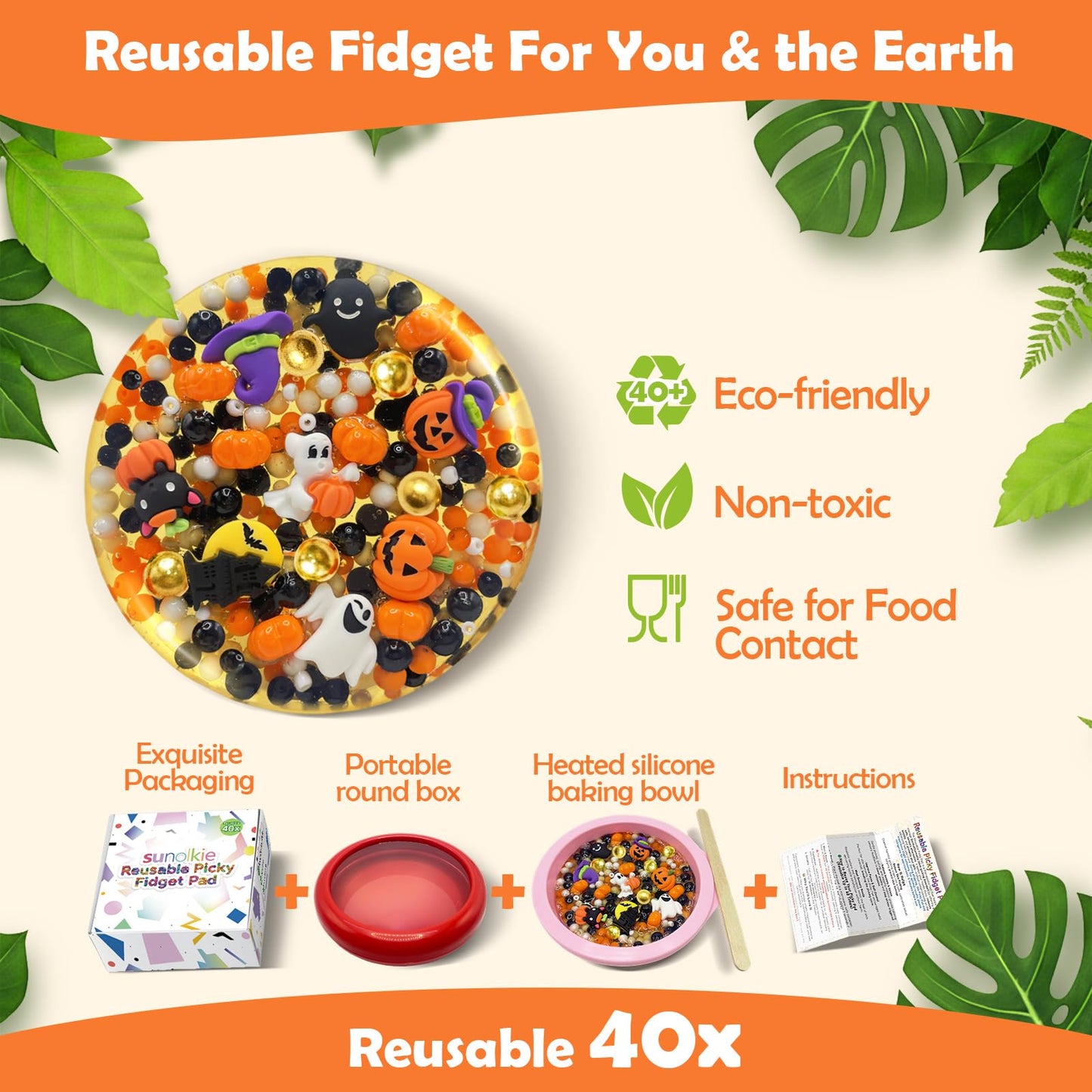 Sunolkie Reusable Picky Fidget Pad – Melt & Reshape Sensory Toy