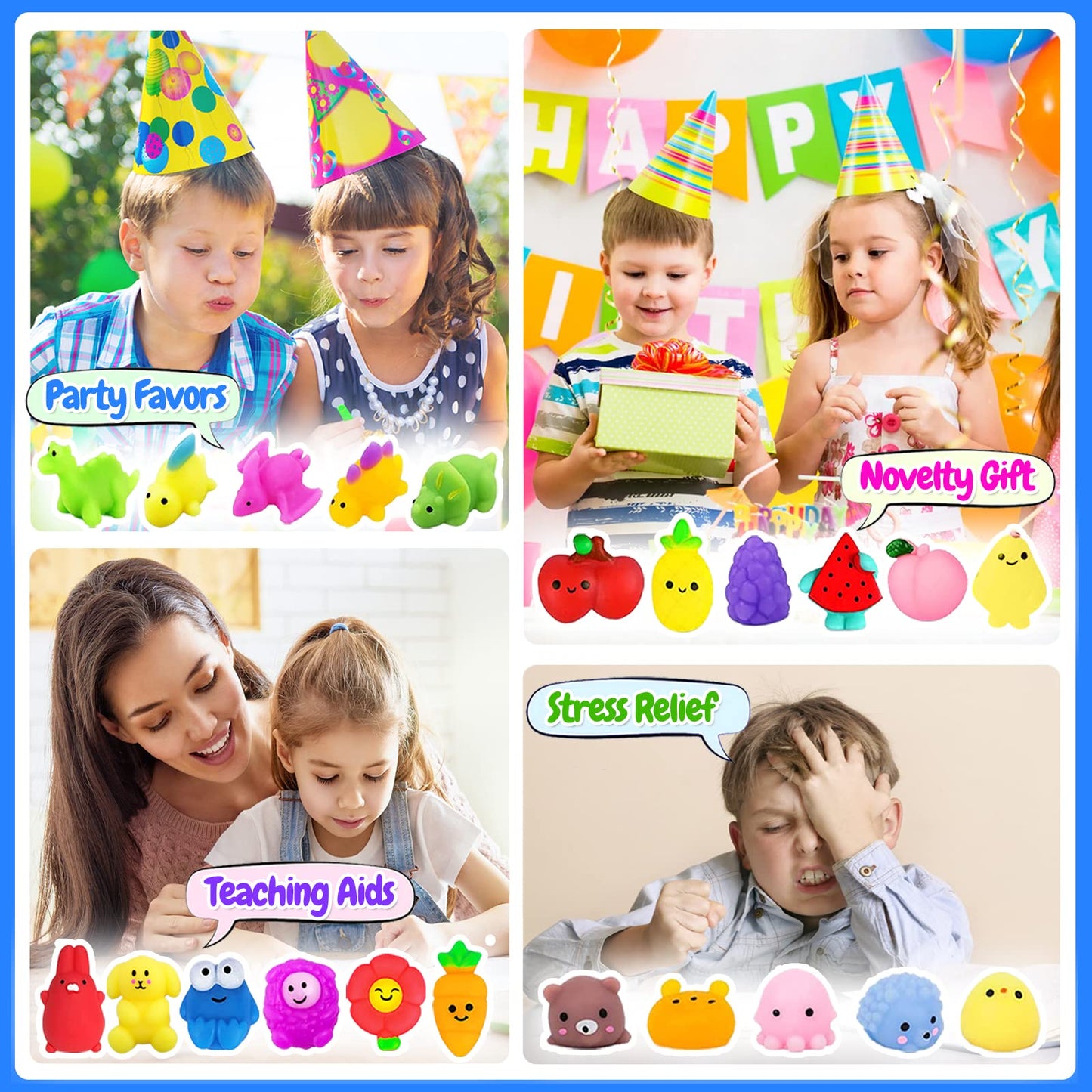 SUNPROUND 130Pcs Mochi Squishy Toys – Kawaii Fidget Set for Kids, Party Favors & Classroom Prizes