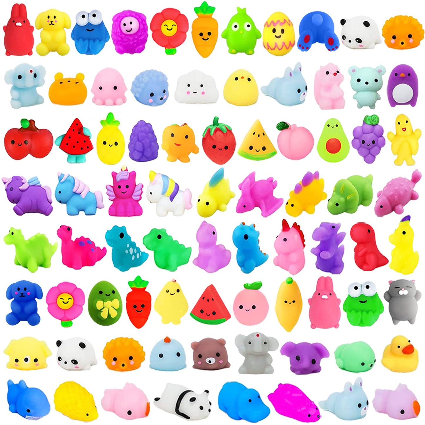 SUNPROUND 130Pcs Mochi Squishy Toys – Kawaii Fidget Set for Kids, Party Favors & Classroom Prizes