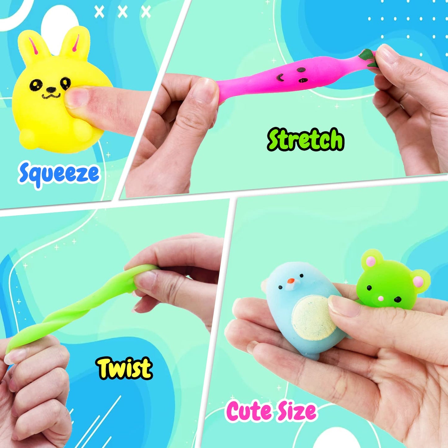 SUNPROUND 130Pcs Mochi Squishy Toys – Kawaii Fidget Set for Kids, Party Favors & Classroom Prizes