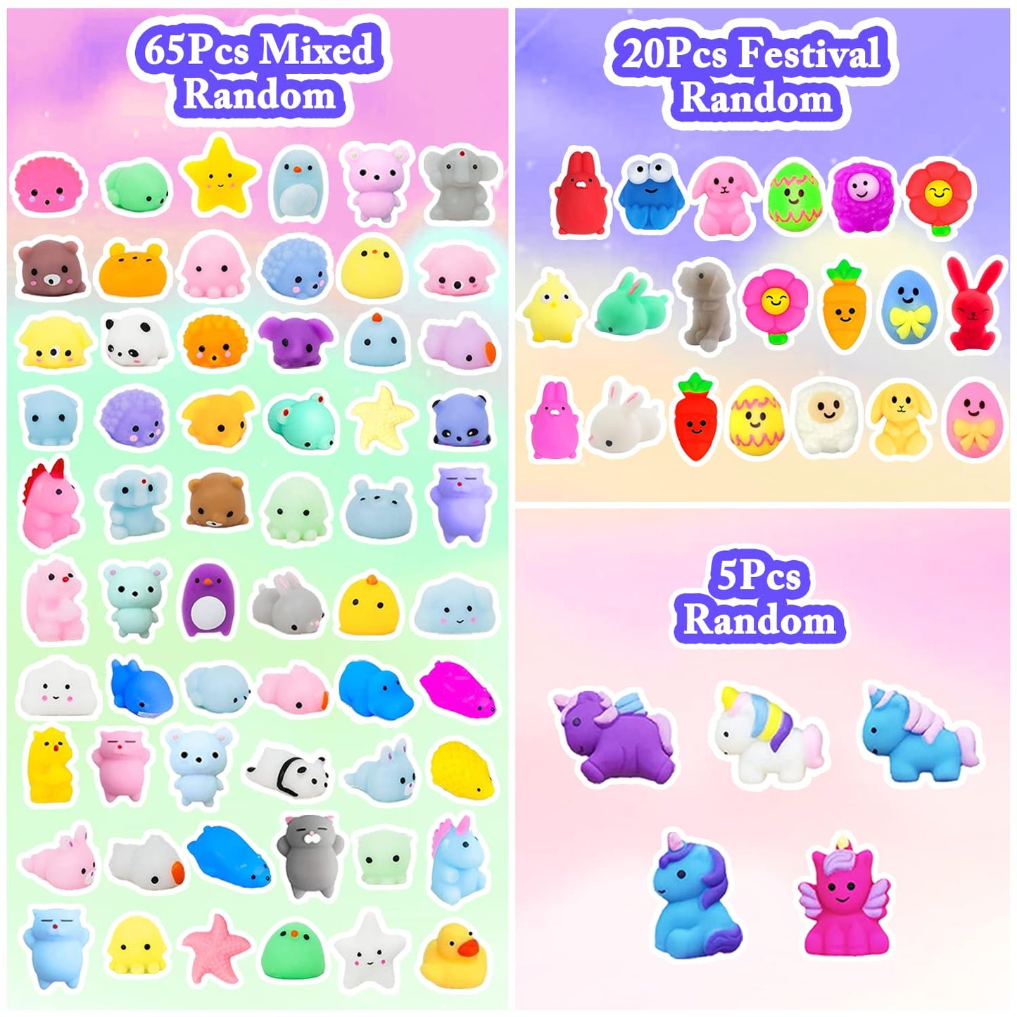 SUNPROUND 130Pcs Mochi Squishy Toys – Kawaii Mini Fidget Set for Kids and Class Prizes