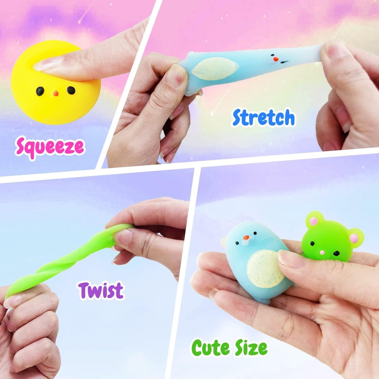 SUNPROUND 130Pcs Mochi Squishy Toys – Kawaii Mini Fidget Set for Kids and Class Prizes