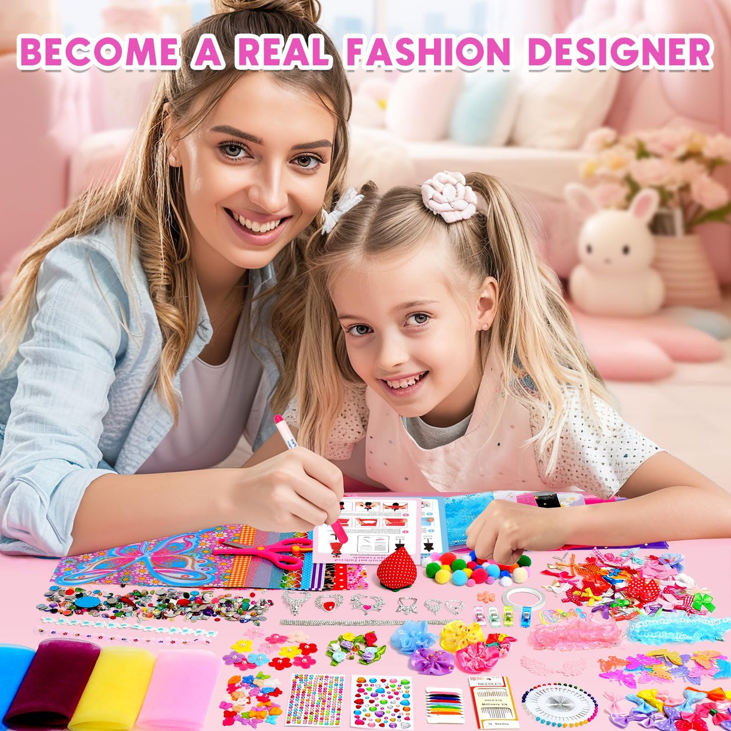 Sunrad 1500+ PCS Fashion Designer Kit for Girls – DIY Doll Clothes with 6 Mannequins