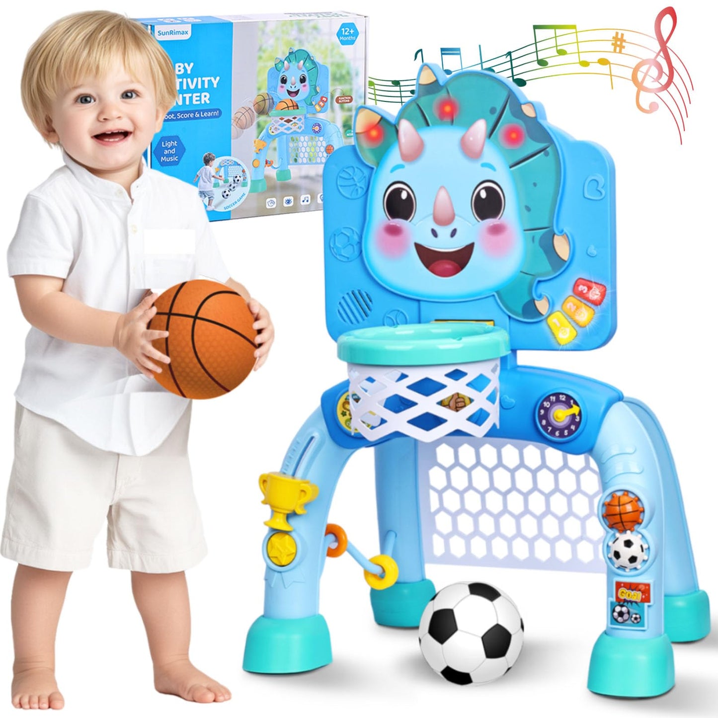 SunRiMax Toddler Basketball Hoop & Soccer Goal - 2-in-1 Indoor/Outdoor Sports Toy for 12-36 Months
