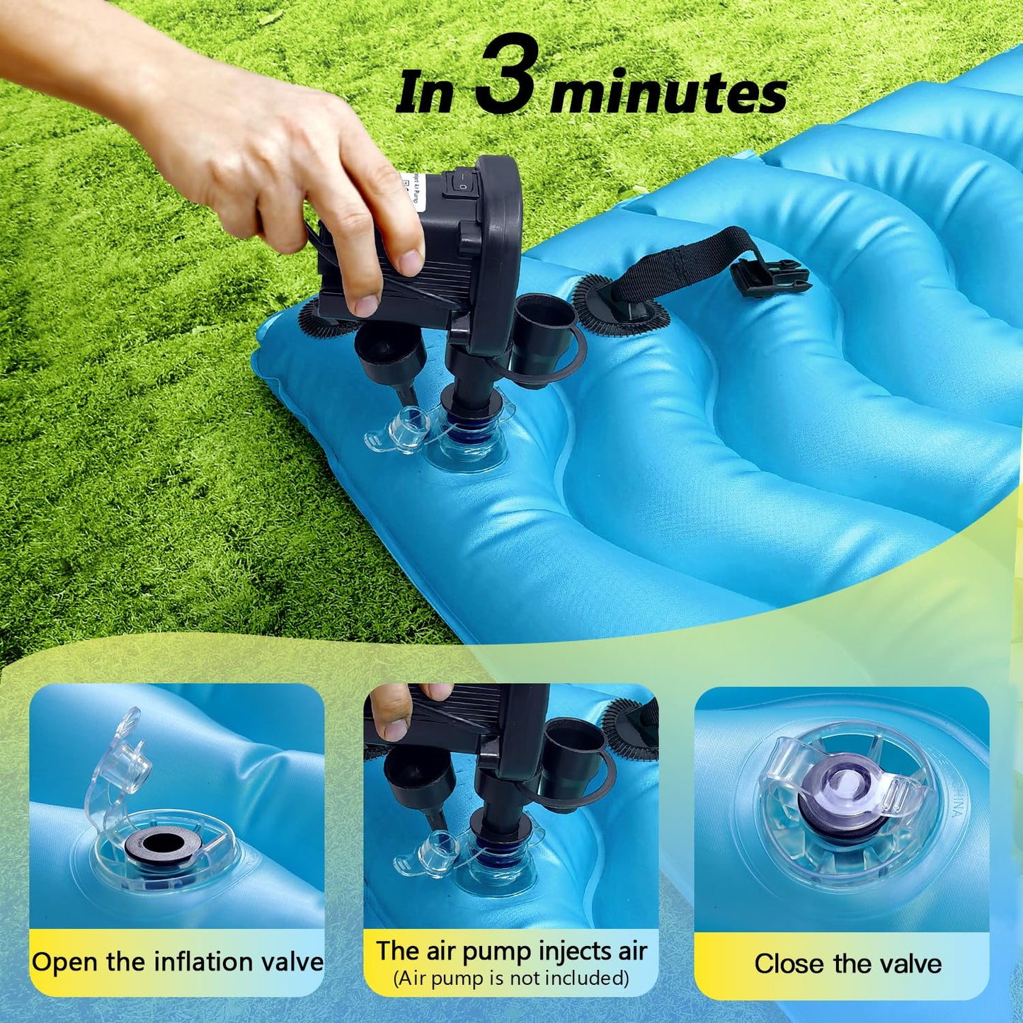 Sunrio 2025 Upgrade 72x72 Giant Inflatable Floating Mat Blue — Pool Float for Adults with Air Pillow