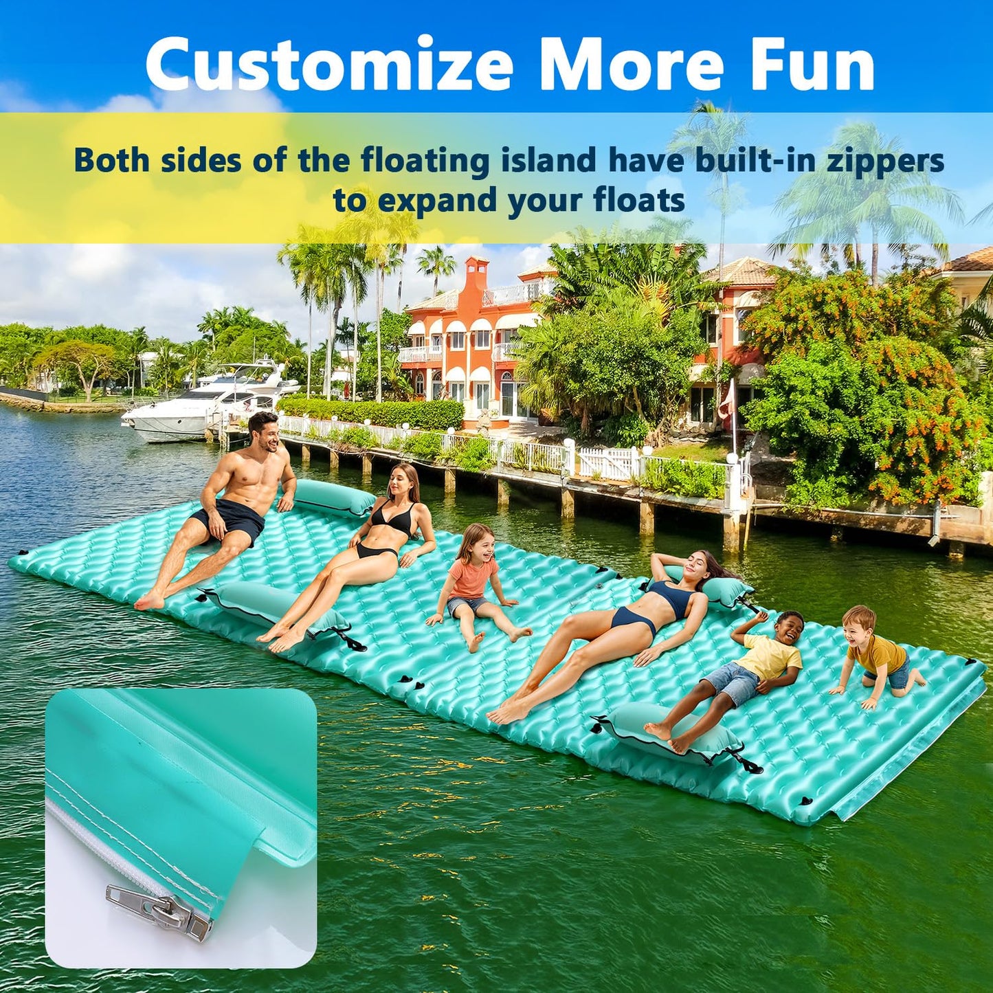 Sunrio 2025 Upgrade 114''x72'' Giant Inflatable Floating Mat – Pool & Lake Float for Adults