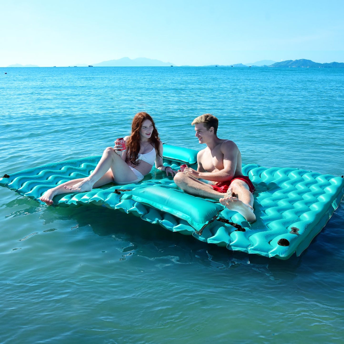 Sunrio 2025 Upgrade 102x72 Giant Inflatable Floating Mat — Pool Hammock & Lake Float (Green)