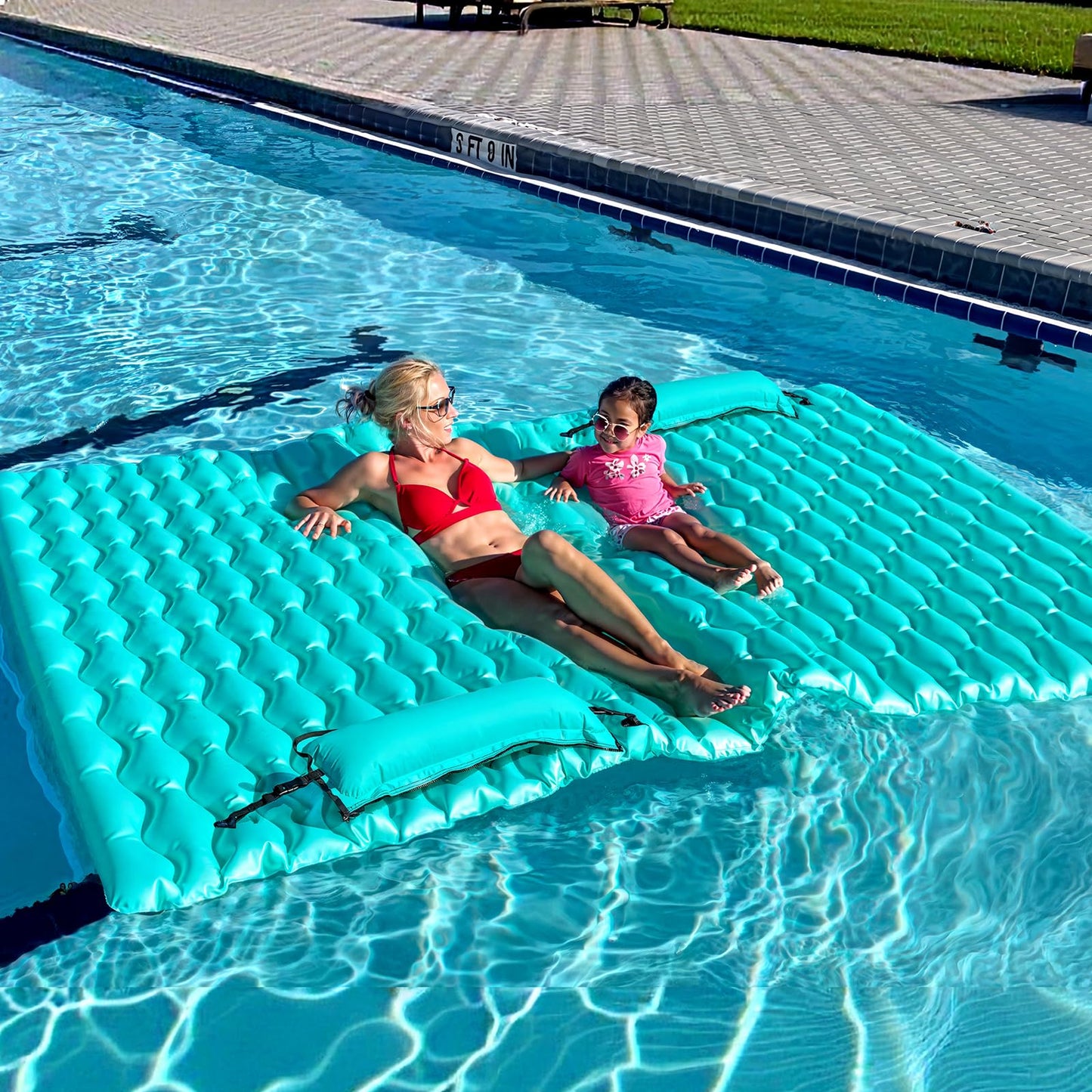 Sunrio 2025 Upgrade 114''x72'' Giant Inflatable Floating Mat – Pool & Lake Float for Adults