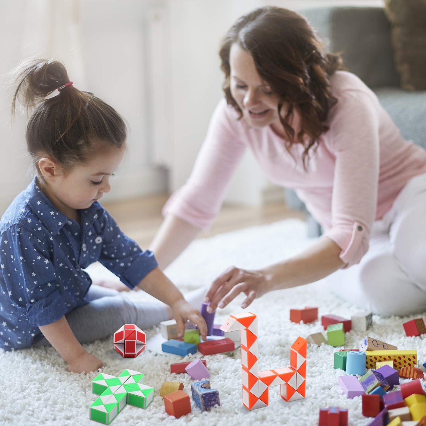 Sunshane 24 Pack Magic Snake Cube – Mini Twist Puzzles for Kids, Party Favors