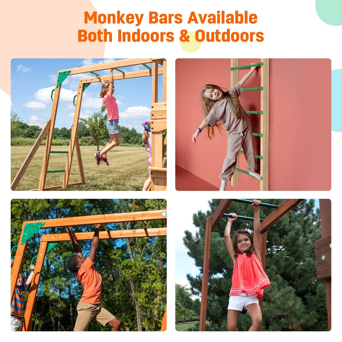 Sunshine Farmre 21-Inch Monkey Bars Kit — 12 Steel Rungs for Backyard & Indoor Play