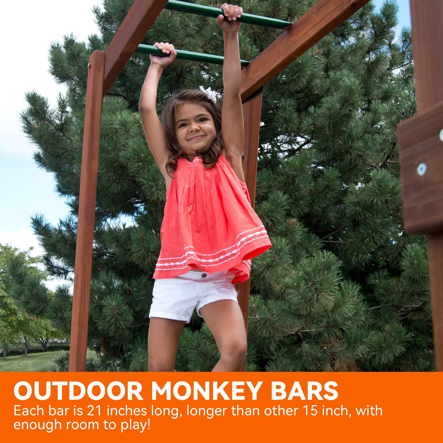 Sunshine Farmre 21-Inch Monkey Bars Kit — 12 Steel Rungs for Backyard & Indoor Play