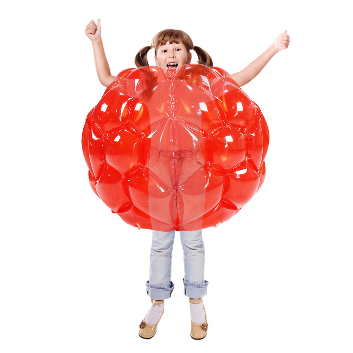 SUNSHINE-MALL 2 PC Kid Sumo Balls – Wearable Bumper Bounce Balls for Outdoor Grass Play (60 cm, Red)