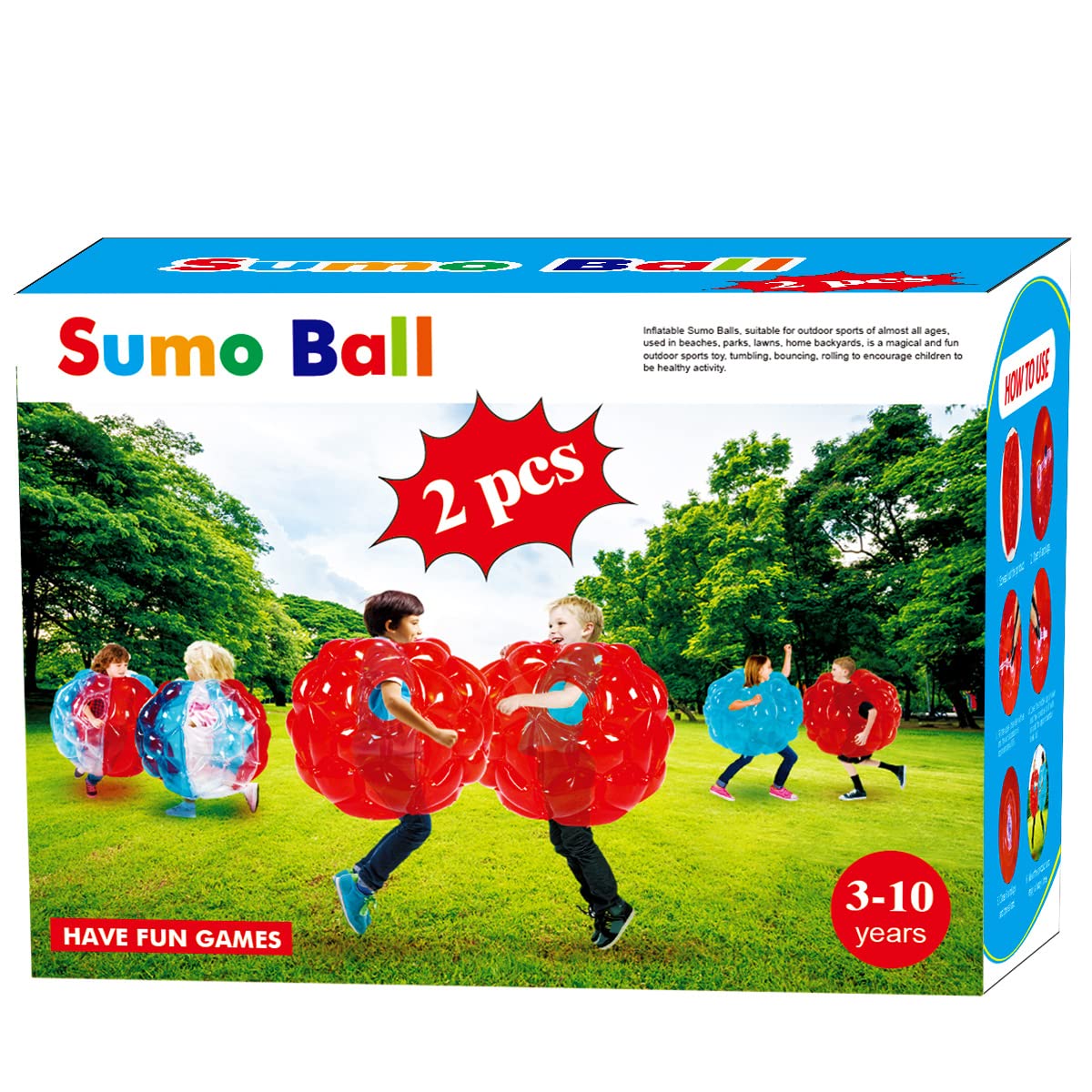 SUNSHINE-MALL 2 PC Kid Sumo Balls – Wearable Bumper Bounce Balls for Outdoor Grass Play (60 cm, Red)