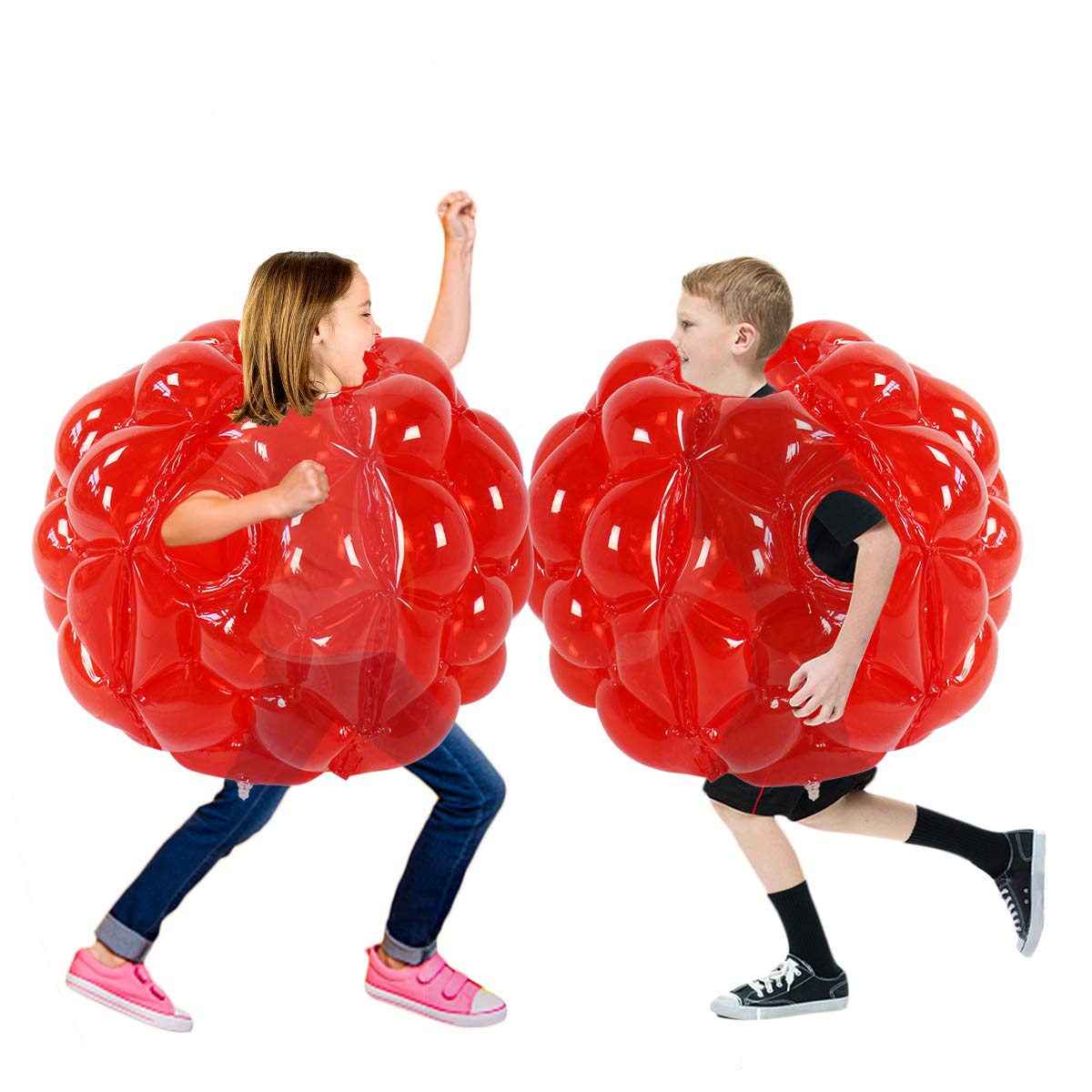 SUNSHINE-MALL 2 PC Kid Sumo Balls – Wearable Bumper Bounce Balls for Outdoor Grass Play (60 cm, Red)