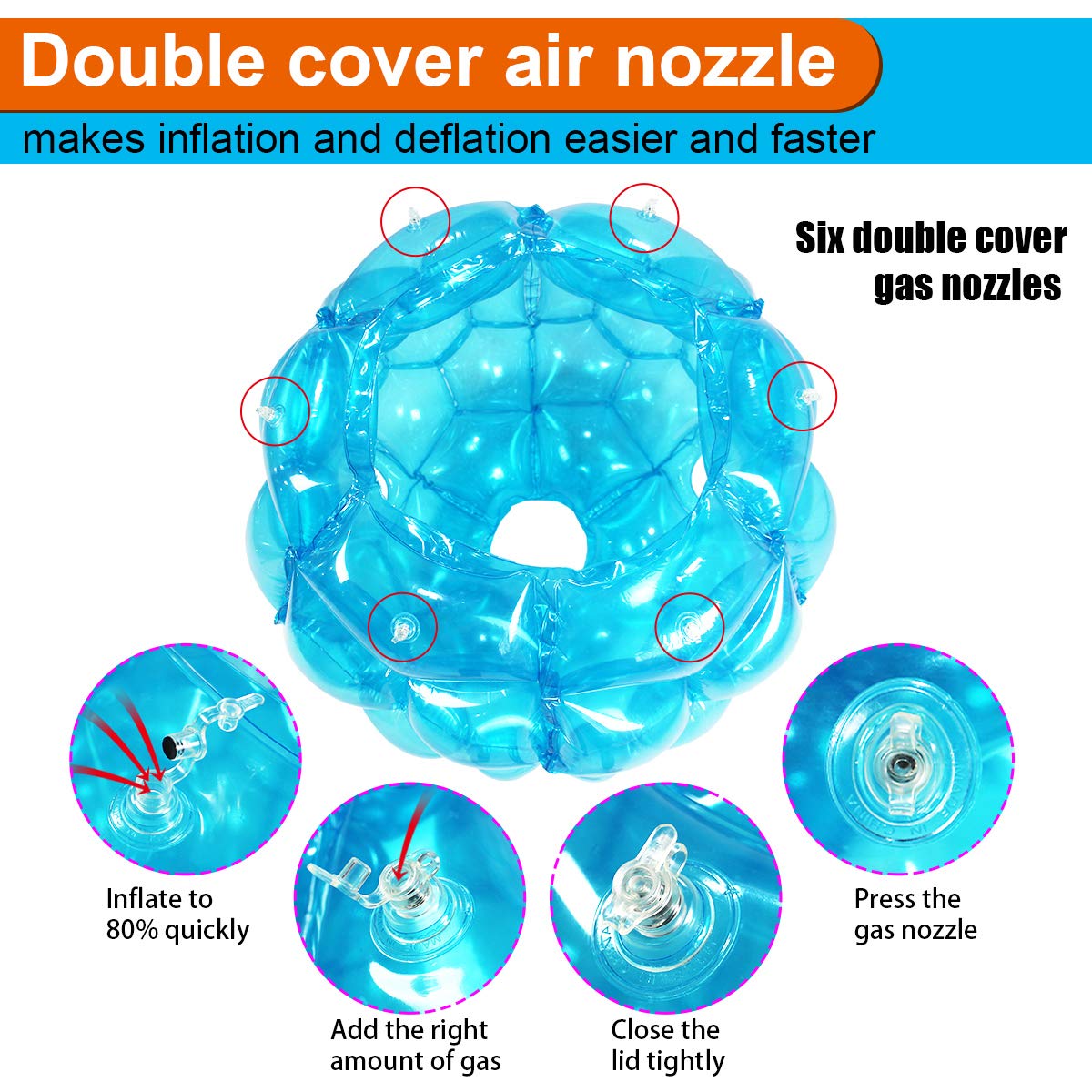 SUNSHINEMALL 2 Pack Inflatable Bumper Balls - Giant Zorb Ball Sumo Balls for Outdoor Fun