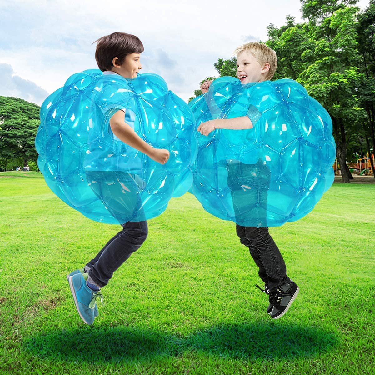 SUNSHINEMALL 2 PC Sumo Balls – Inflatable 24-Inch Blue Sumo Boppers for Outdoor Fun