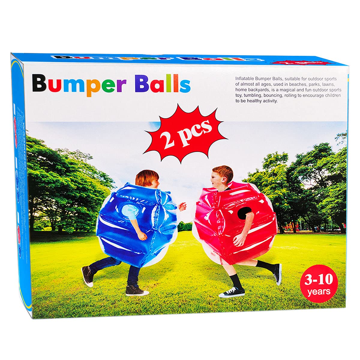 SUNSHINEMALL 2PC Sumo Balls 26inch – Heavy-Duty Inflatable Outdoor Bopper Toys (Blue & Pink)