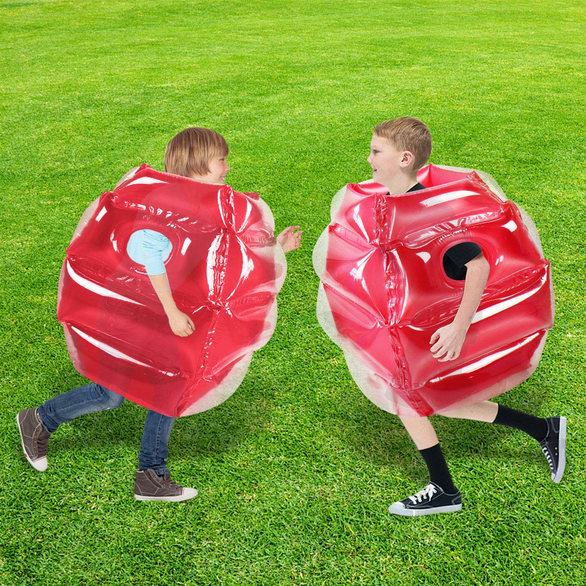SUNSHINEMALL 2PC Sumo Balls 26inch – Heavy-Duty Inflatable Outdoor Bopper Toys (Blue & Pink)