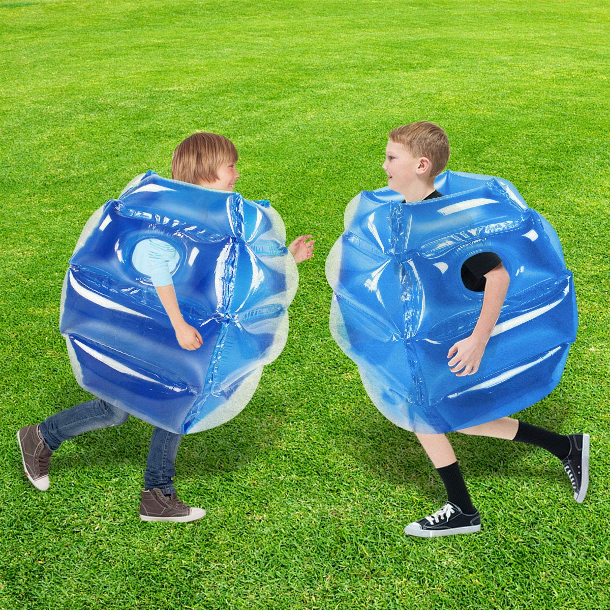 SUNSHINEMALL 2PC Sumo Balls 26inch – Heavy-Duty Inflatable Outdoor Bopper Toys (Blue & Pink)
