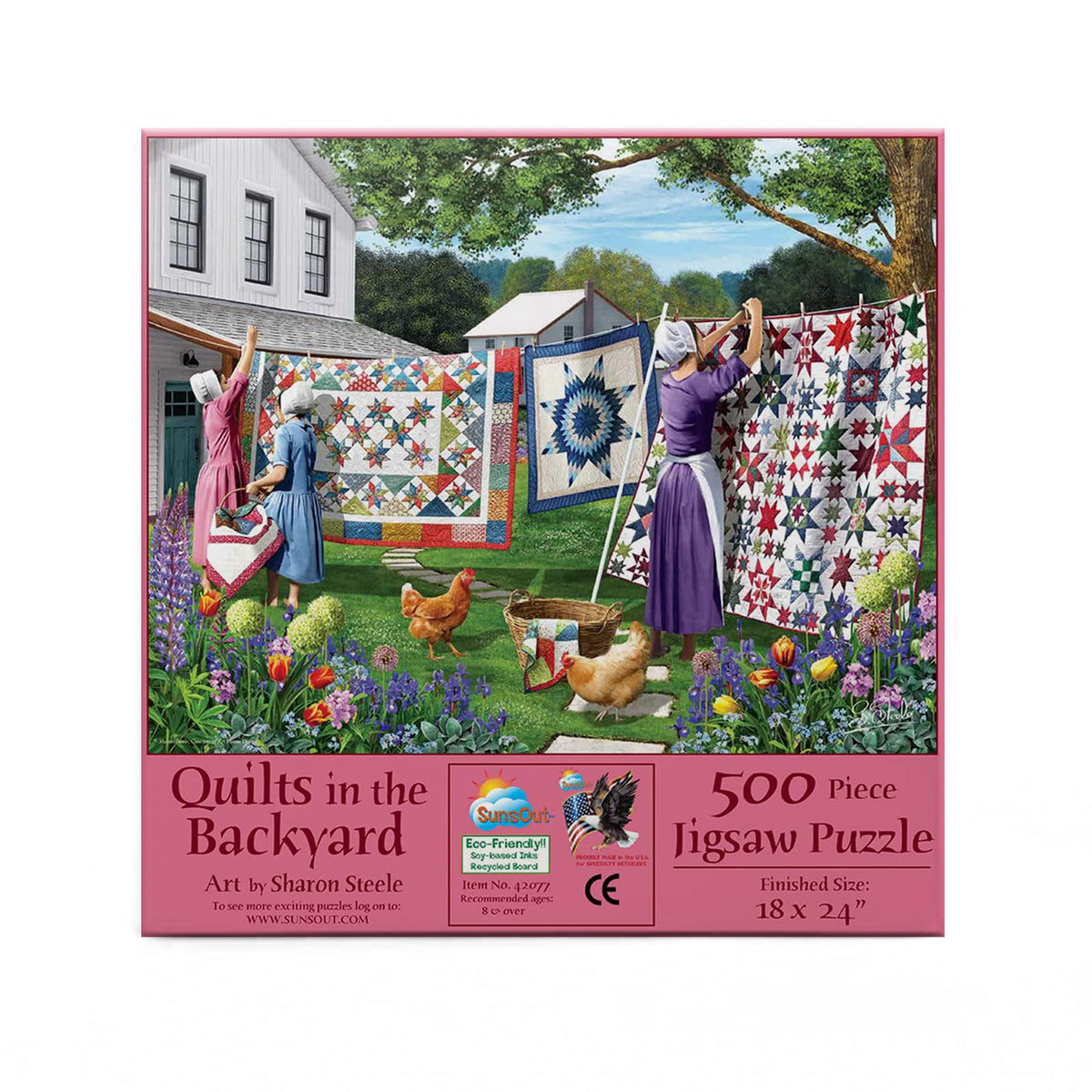SunsOut Quilts in the Backyard – 500 Piece Jigsaw Puzzle by Sharon Steele (18 x 24) MPN 42077
