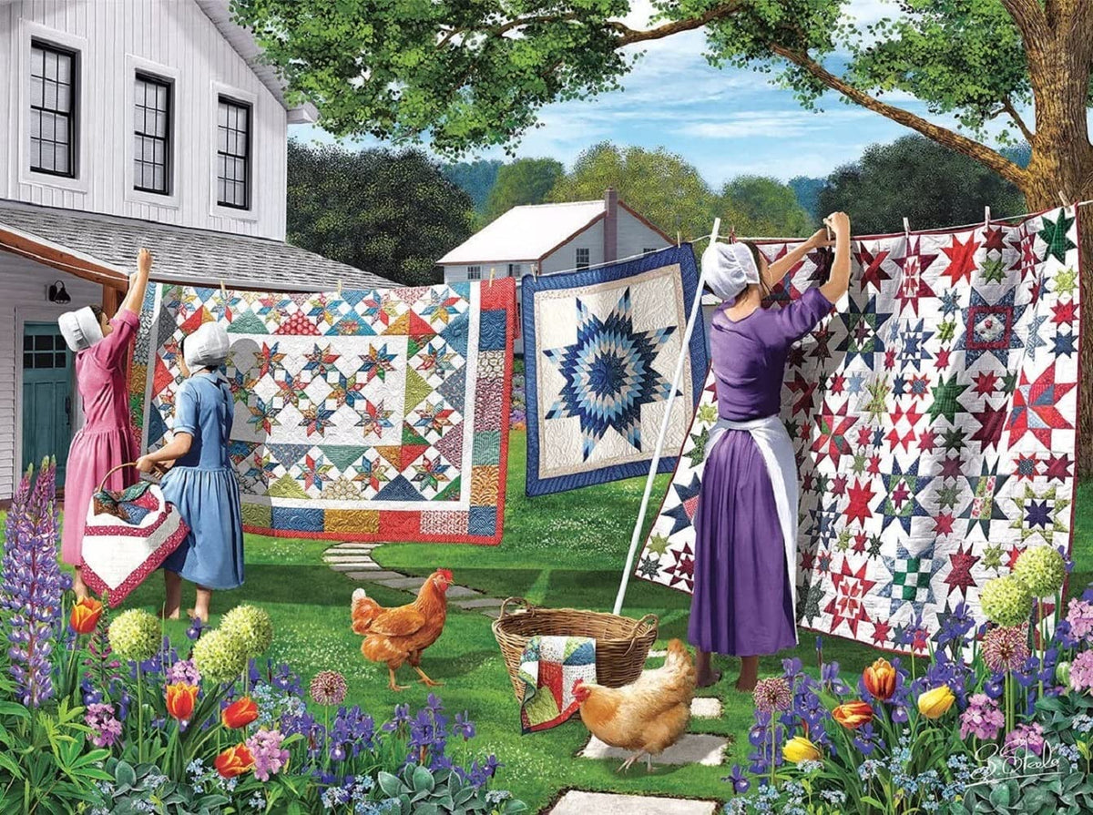 SunsOut Quilts in the Backyard – 500 Piece Jigsaw Puzzle by Sharon Steele (18 x 24) MPN 42077