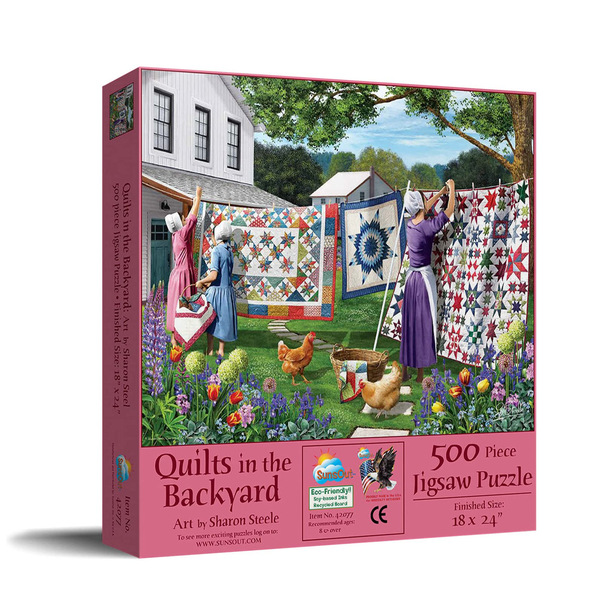 SunsOut Quilts in the Backyard – 500 Piece Jigsaw Puzzle by Sharon Steele (18 x 24) MPN 42077