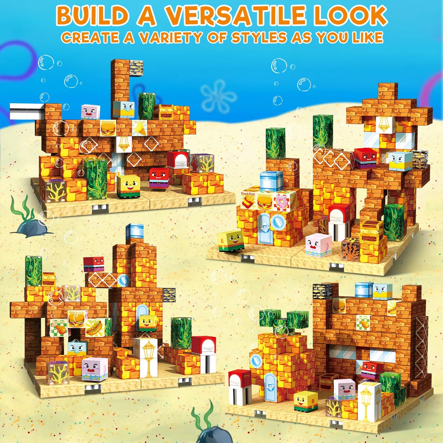 Sunxiaoyoung 150 PCS Magnetic Blocks – 4 Expandable Base Plates STEM Building Kit for Kids 3-12
