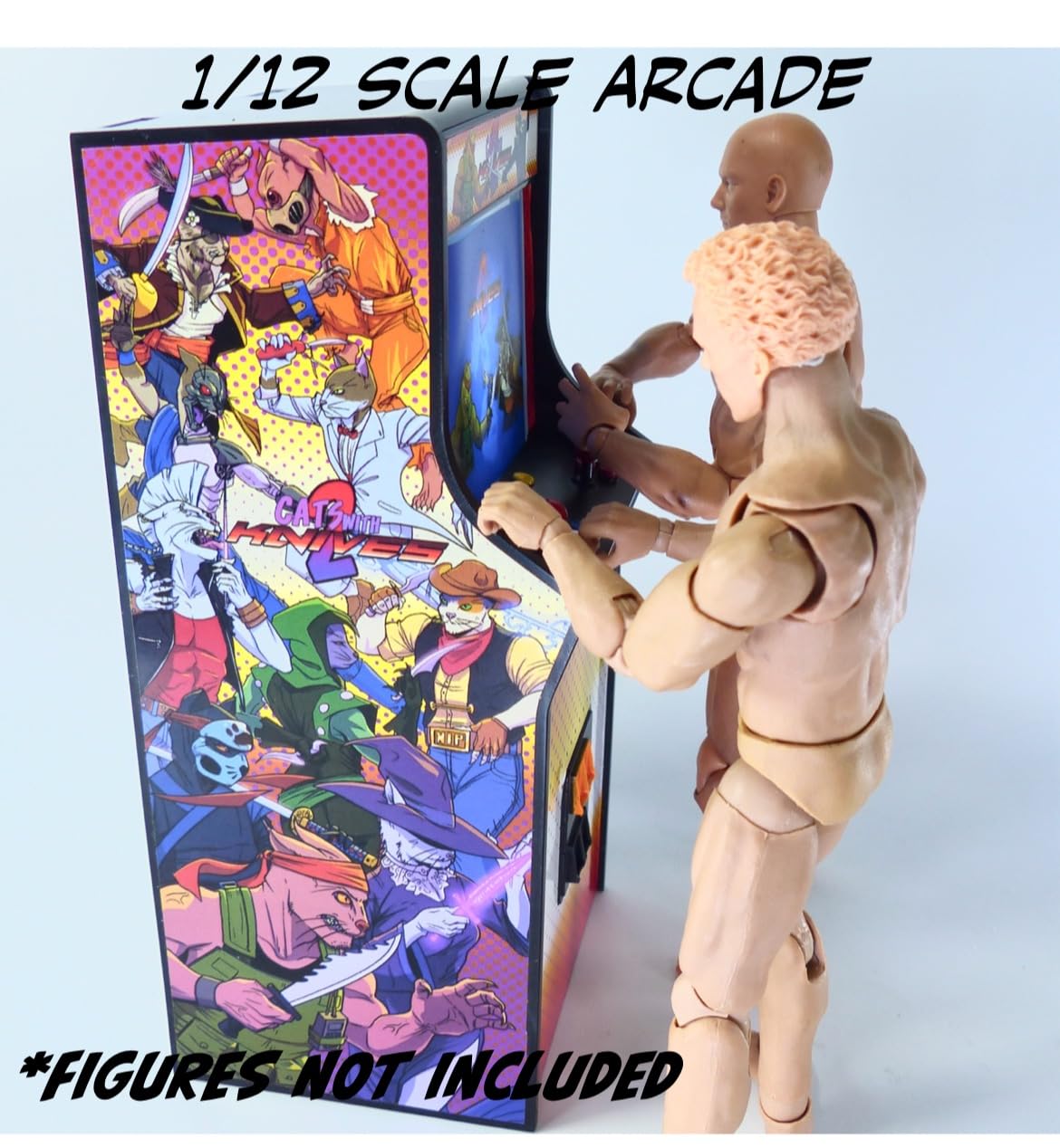 Super Action Stuff Game ON Arcade 1/12 Scale Six Inch Action Figure Accessories Set with LED Light (Cats with Knives 2 w/Light)