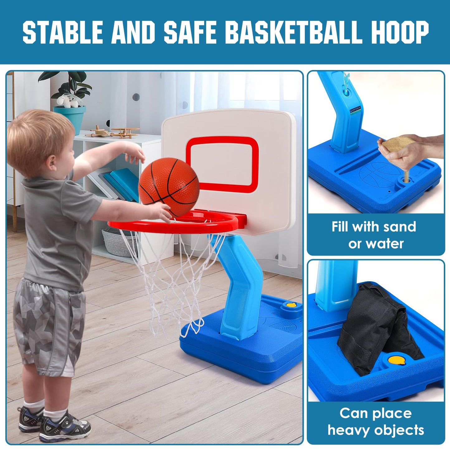 SUPER JOY Toddler Basketball Hoop – Adjustable Indoor & Outdoor Mini Basketball Goal for Kids