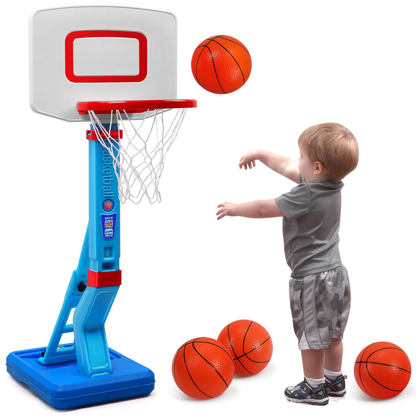 SUPER JOY Toddler Basketball Hoop – Adjustable Indoor & Outdoor Mini Basketball Goal for Kids