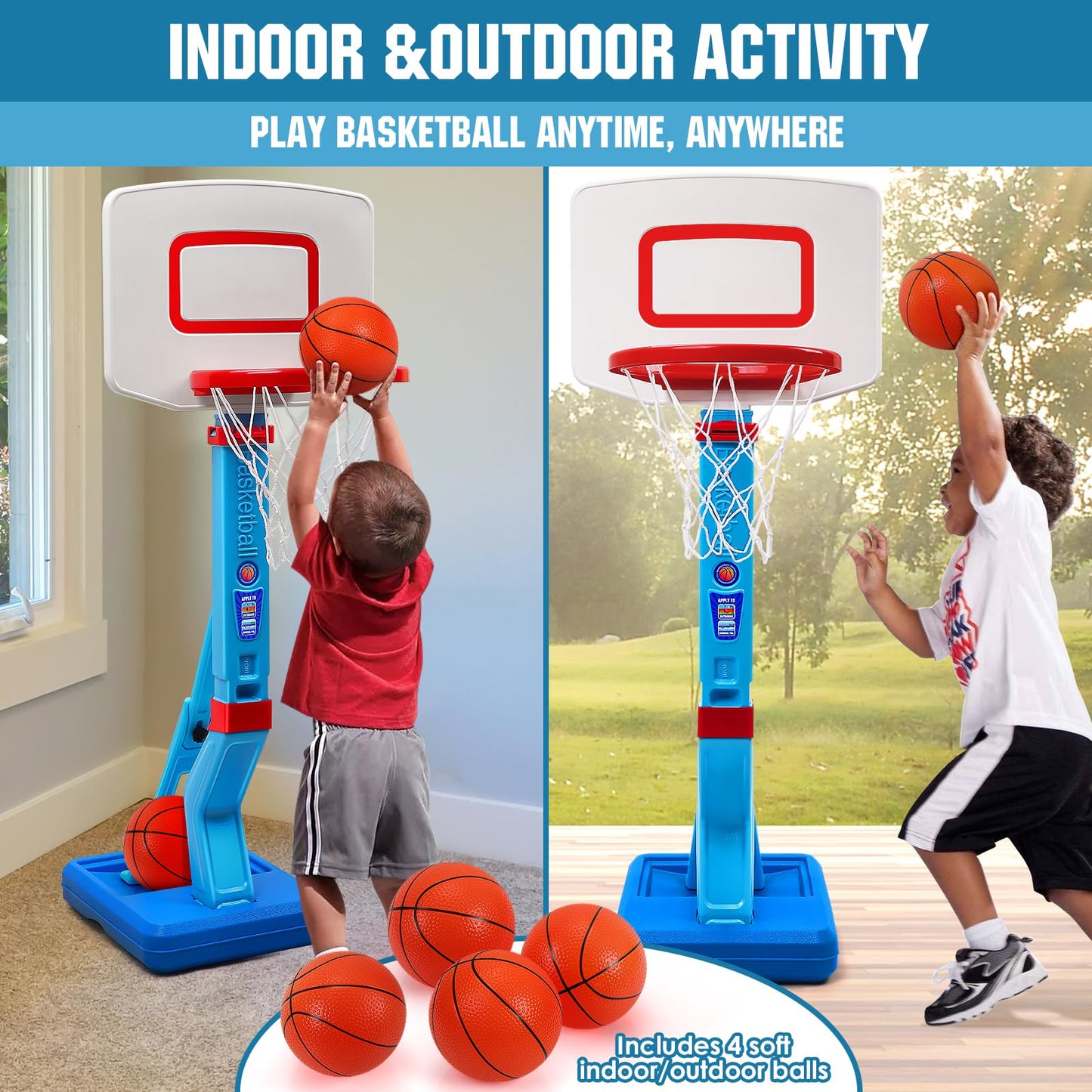 SUPER JOY Toddler Basketball Hoop – Adjustable Indoor & Outdoor Mini Basketball Goal for Kids