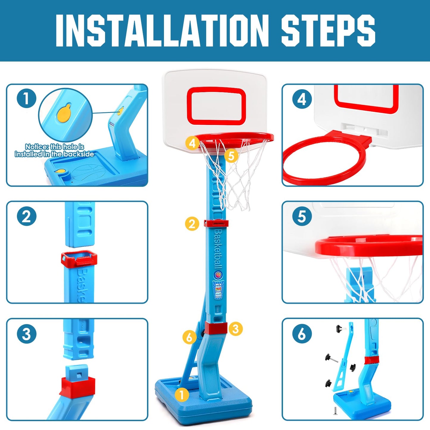 SUPER JOY Toddler Basketball Hoop – Adjustable Indoor & Outdoor Mini Basketball Goal for Kids
