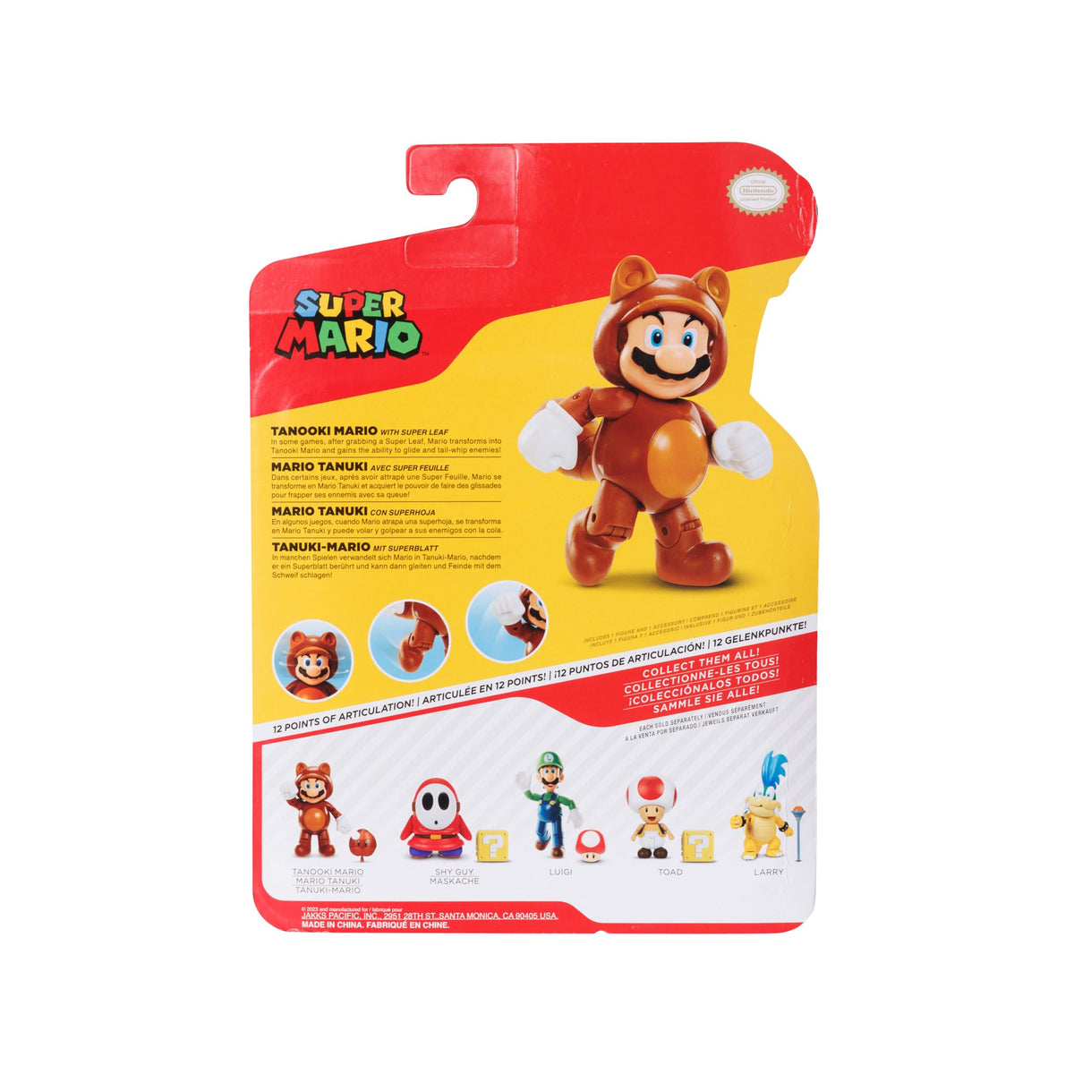 Super Mario 4-Inch Tanooki Mario with Leaf Action Figure | Collectible Toy