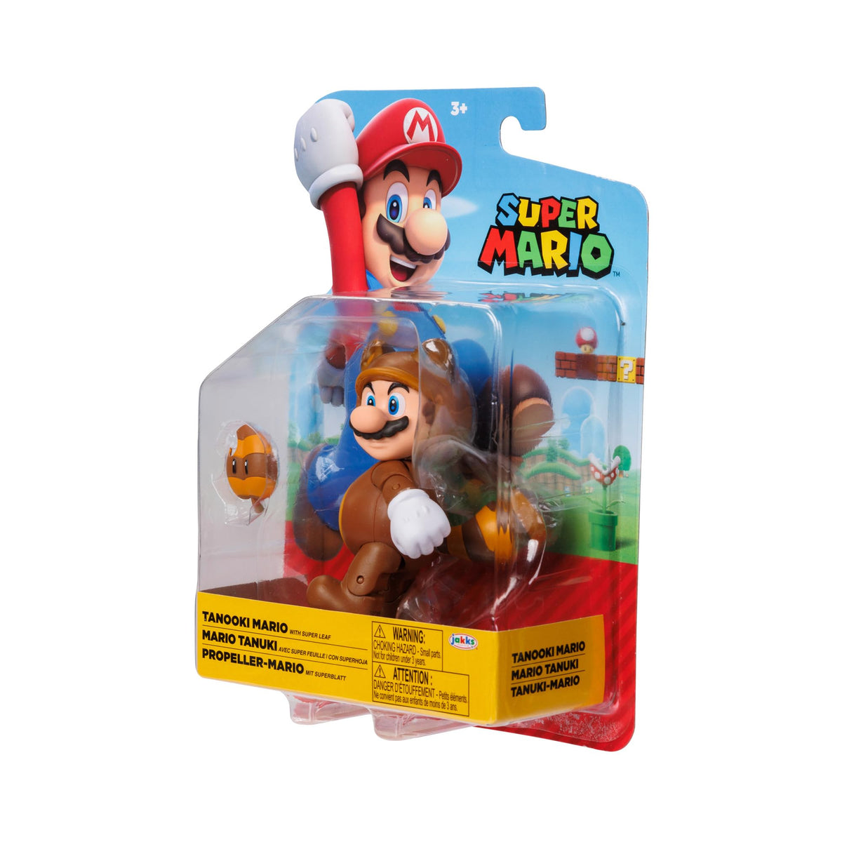 Super Mario 4-Inch Tanooki Mario with Leaf Action Figure | Collectible Toy