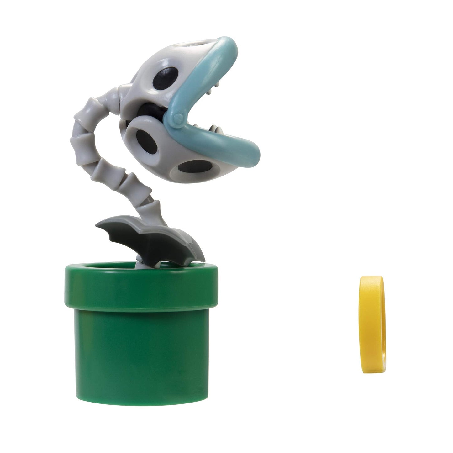 Super Mario Bone Piranha 4-Inch Poseable Figure with Coin Accessory – Collectibles for Kids & Fans (Ages 3+)