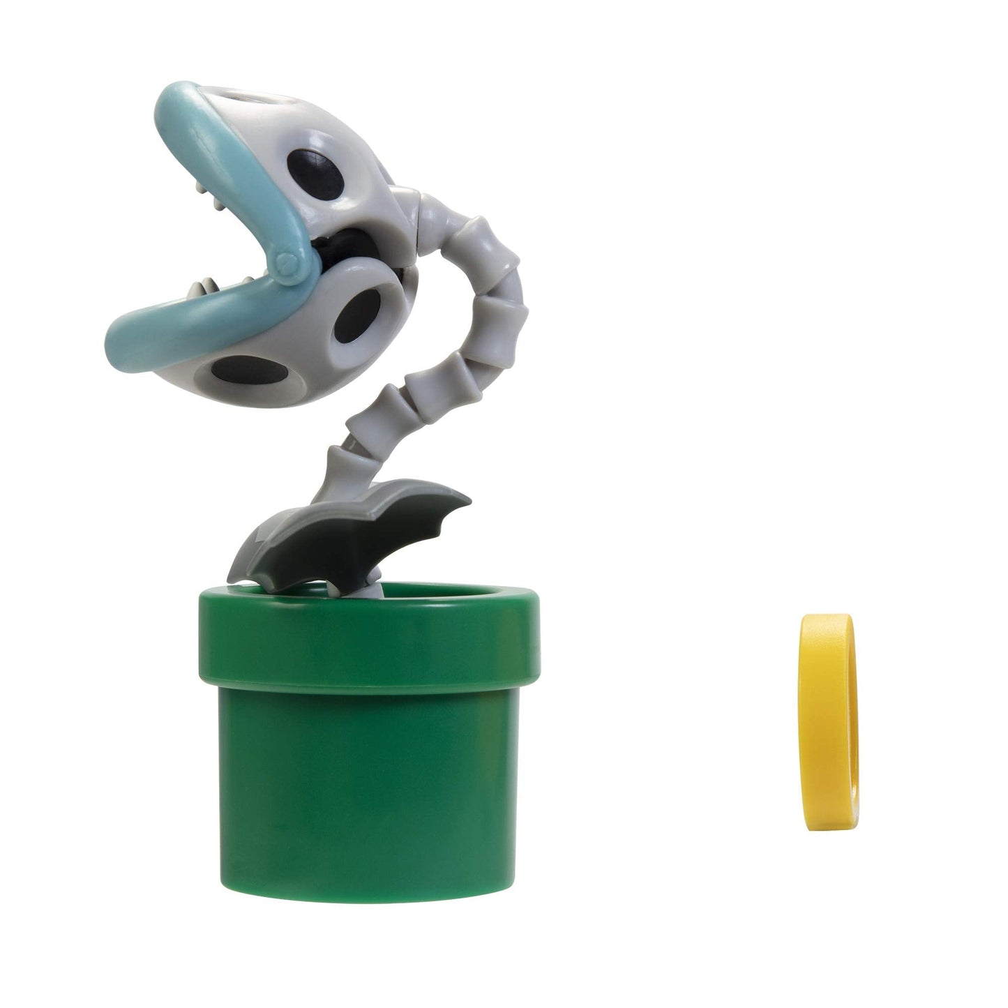Super Mario Bone Piranha 4-Inch Poseable Figure with Coin Accessory – Collectibles for Kids & Fans (Ages 3+)