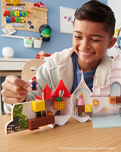 Super Mario Bros Movie Mushroom Kingdom Castle Playset – Includes 1.25" Mario & Princess Peach Figures | Interactive Training Grounds