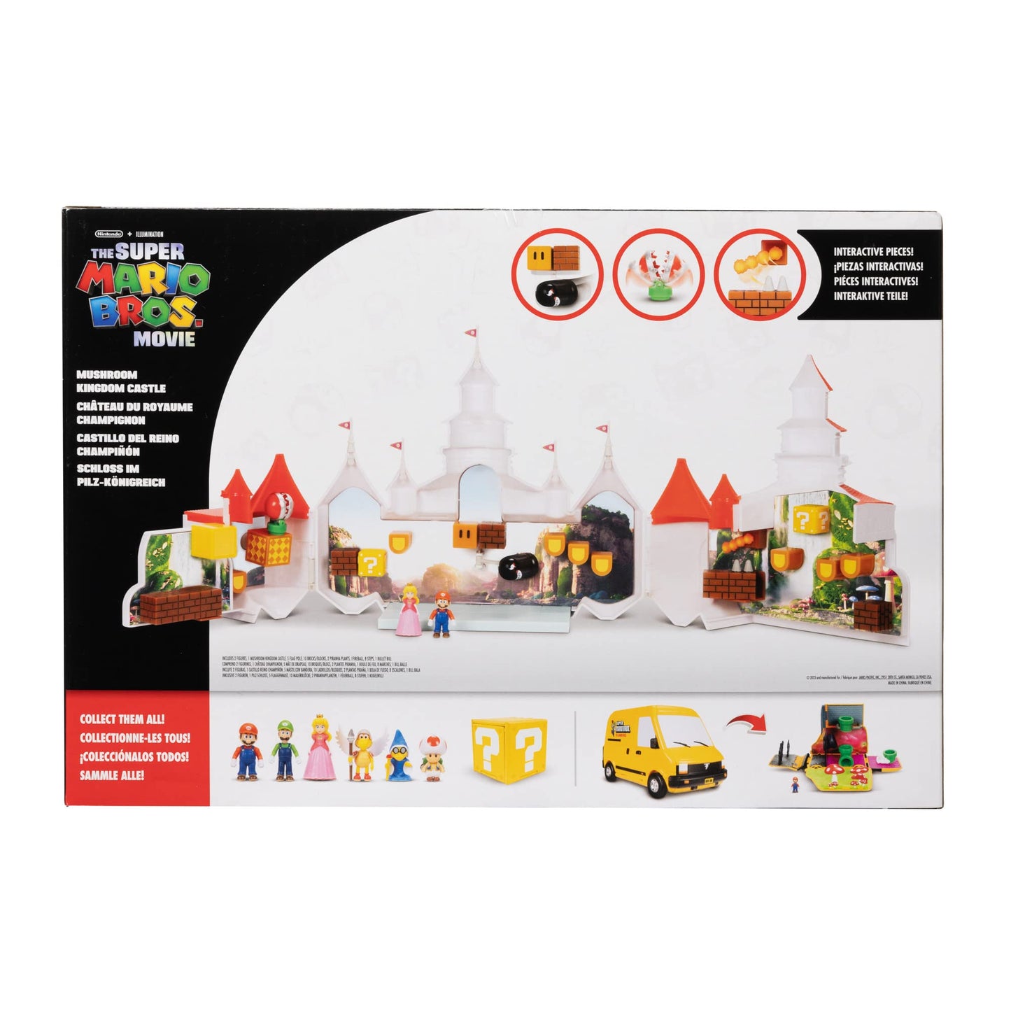 Super Mario Bros Movie Mushroom Kingdom Castle Playset – Includes 1.25" Mario & Princess Peach Figures | Interactive Training Grounds