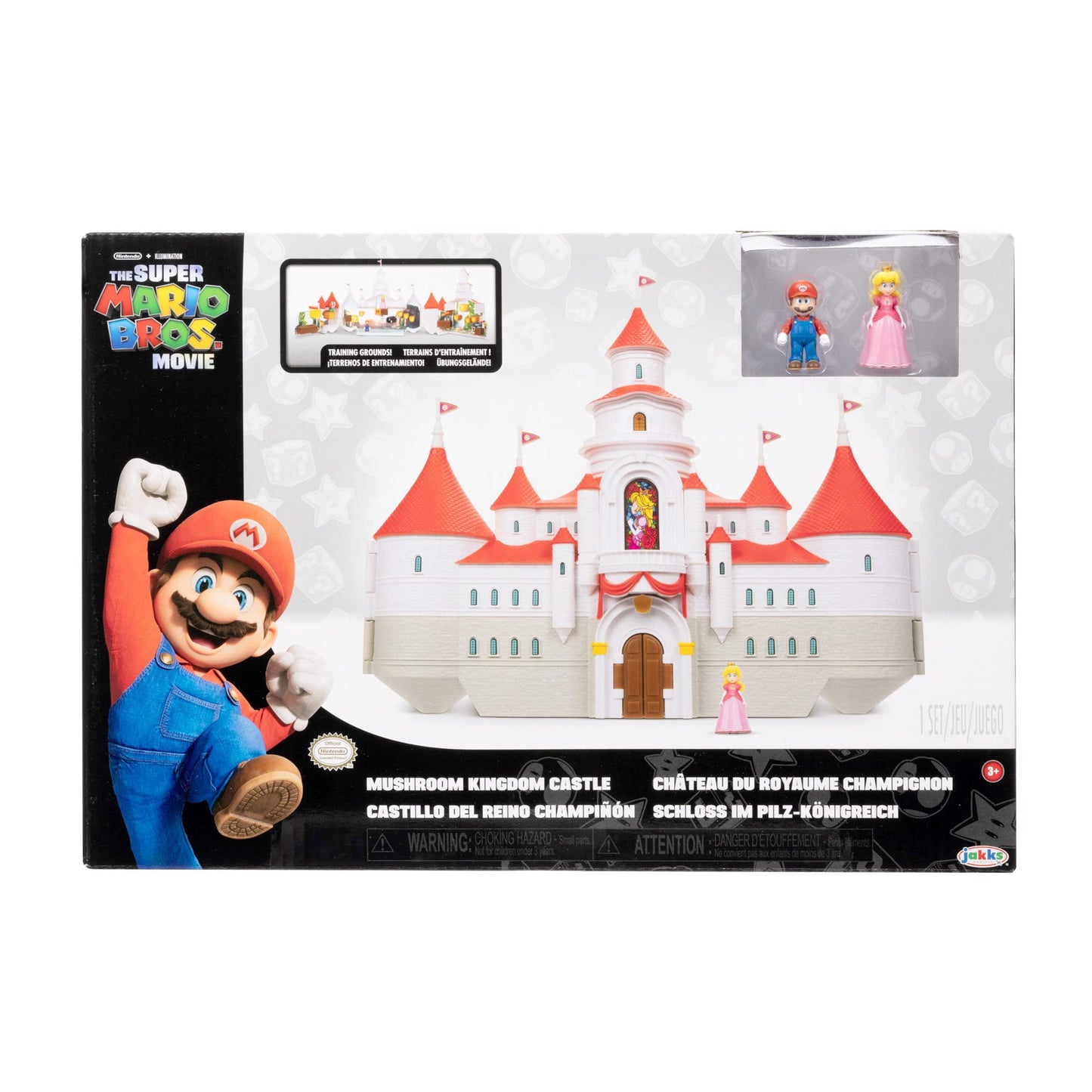 Super Mario Bros Movie Mushroom Kingdom Castle Playset – Includes 1.25" Mario & Princess Peach Figures | Interactive Training Grounds
