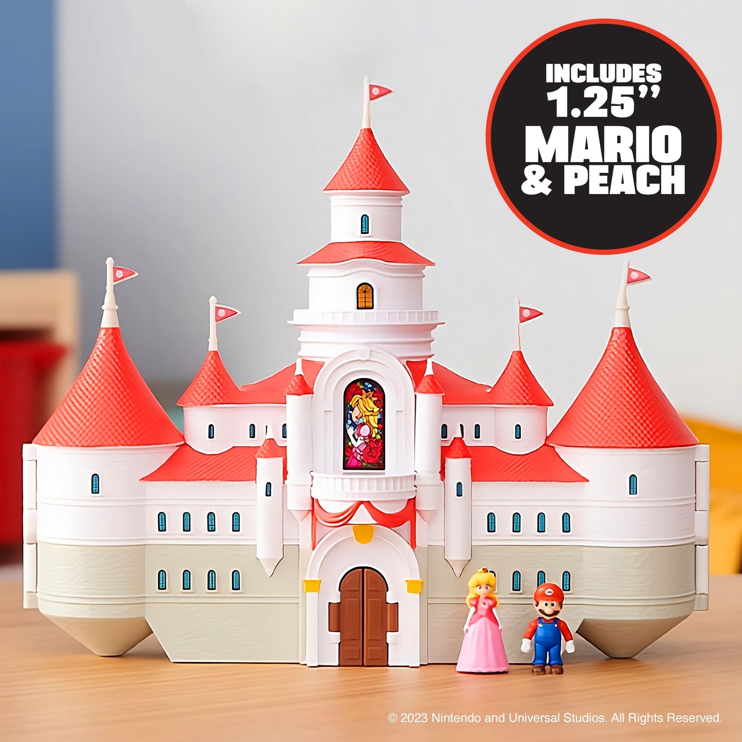 Super Mario Bros Movie Mushroom Kingdom Castle Playset – Includes 1.25" Mario & Princess Peach Figures | Interactive Training Grounds